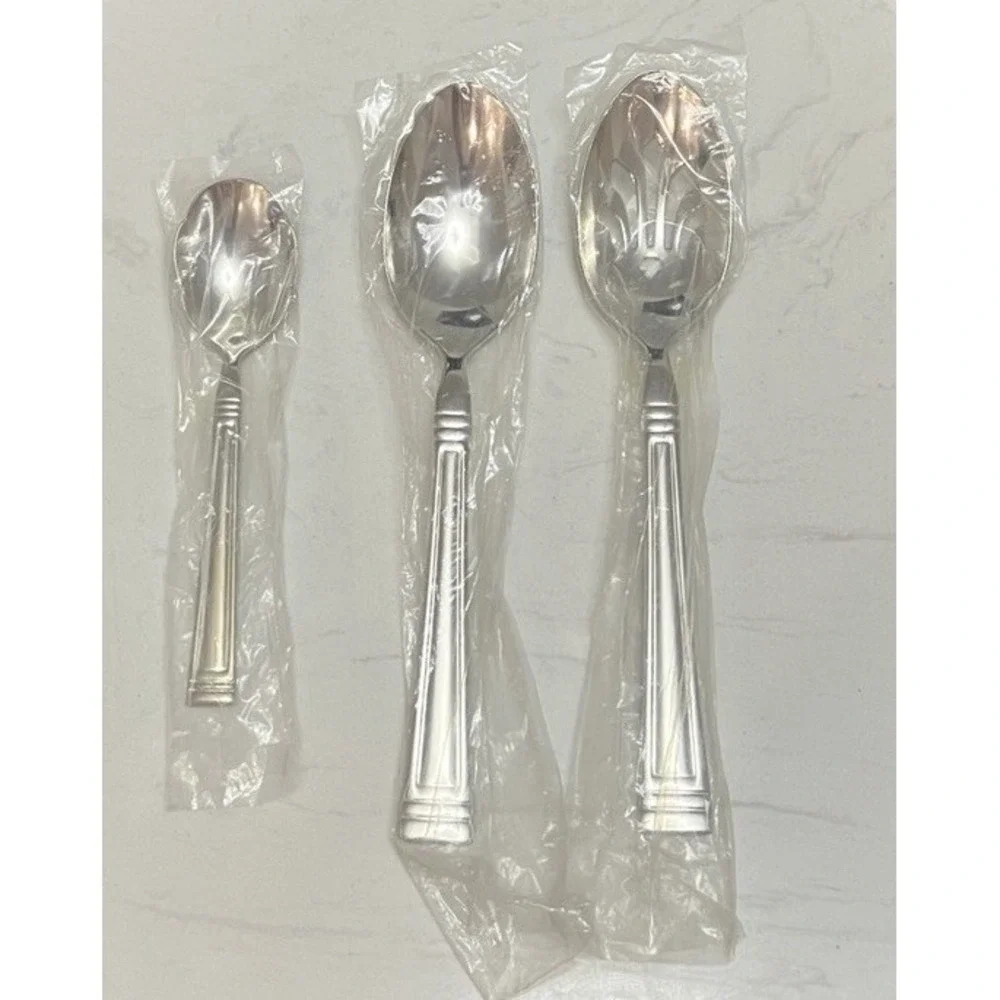 Lenox Stainless  Flatware Esquire Serving Spoons Sugar Shell Serving Set Hostess
